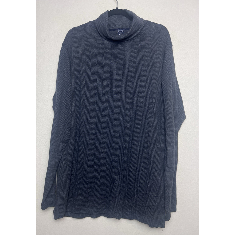 Lands End Men's Cotton Turtle Neck Long Sleeve Charcoal Gray Cotton Size L 42-44